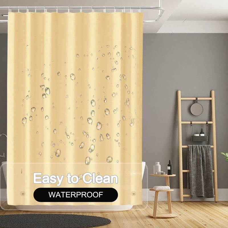 TIKABC Beige Shower Curtain Liner, 4G PEVA Shower Liner, Plastic Peva Waterproof Shower Curtains, 72x72 inch with Grommet Holes 3 Magnetic Weights - Image 4